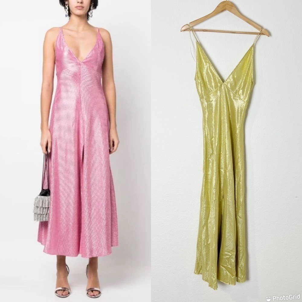 Forte Forte metallic plunging v-neck dress
